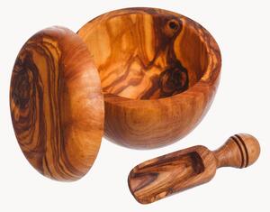 Set saliera in legno di ulivo con cucchiaio Selbrae, set da 2