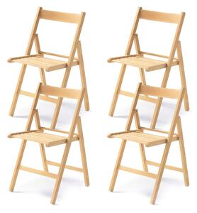Set 4 Sedie pieghevoli 42,5x47,5x79 cm Penelope in legno naturale