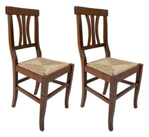 Set 2 Sedie 91x45x43 cm Silvia in legno con seduta in paglia