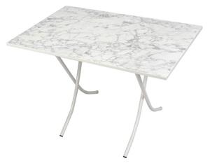 Tavolo pieghevole 60x90x75 cm marmo bianco e gambe bianco
