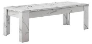 Tavolino basso 122x60x45 cm Rock effetto marmo bianco