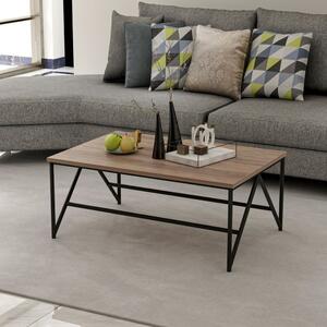 Tavolino basso da salotto 90x60x38 cm Hayesnero e noce
