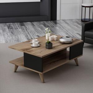 Tavolino da salotto da caffè 90x60x38,6 cm Lyontav nero e noce
