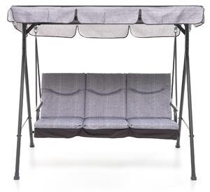 Dondolo 3 Posti da Giardino 184x120x160 cm in Ferro e Poliestere Madagascar Antracite e Grigio