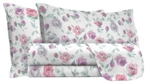 Set Lenzuola Matrimoniale con Stampa Sopra Sotto e Federe in Cotone Athena Grazia Rosa