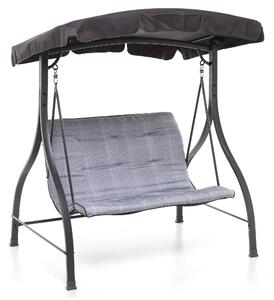 Dondolo 2 Posti da Giardino 160x112x163 cm in Ferro e Poliestere Haiti Antracite e Grigio