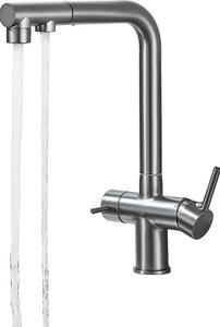 Miscelatore da cucina, doppia maniglia, funzione spray estraibile, grigio B