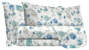 Set Lenzuola Matrimoniale con Stampa Sopra Sotto e Federe in Cotone Athena Grazia Azzurro