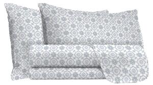 Set Lenzuola Matrimoniale con Stampa Sopra Sotto e Federe in Cotone Athena Dora Grigio