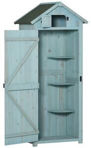 Casetta Box da Giardino Porta Attrezzi 77x54,2x179 cm 3 Ripiani in Legno Blu
