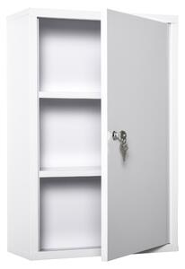 Armadietto Medicinali da Parete 40x18x60 cm 2 Chiavi in Acciaio Bianco