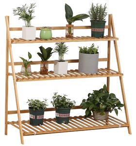 Fioriera da Giardino Pieghevole da Esterno a 3 Livelli 98x37x96,5 cm in Bambù Legno Naturale
