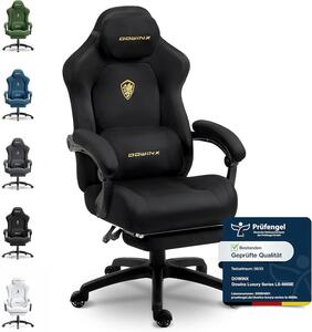 Sedia da gaming ergonomica con supporto lombare, rivestita in velluto, imbottitura spessa, poggiapiedi, braccioli regolabili e inclinazione fino a 160°. Colore: nero