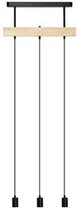 Lampadario a Sospensione 50x8x33 cm con 3 Lampadine in Legno e Metallo Nero