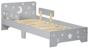 Struttura Letto Singolo per Bambini 143x76x49 cm con Motivi a Stelle e Luna in Pannelli di MDF e Truciolato Grigio