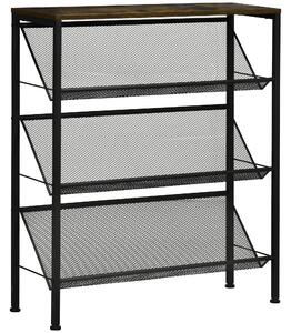 Scarpiera da Ingresso 9 Paia di Scarpe 70x26x89 cm 3 Ripiani e Piano d'Appoggio in Acciaio e Truciolato Nero