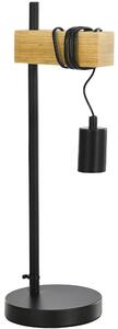 Lampada da Tavolo Ø20x30,5 cm Senza Paralume in Legno e Acciaio Nero e Naturale