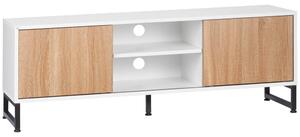 Mobile TV Fino a 50" 120x39,5x45 cm in Truciolato e Acciaio Bianco e Colore Legno