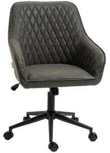 Sedia Operativa da Ufficio Reclinabile 59x60x90-100 cm Altezza Regolabile in Similpelle Grigia