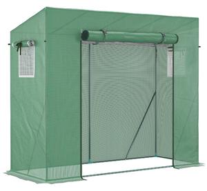 Serra da Giardino 200x77x148-169 cm 2 Finestre e Copertura Rinforzata in Acciaio e PE Verde