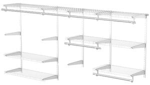 Organizer in Acciaio da Parete 249,4x38,8x162 cm 9 Ripiani Regolabili e 5 Aste per Appendere in Acciaio Bianco