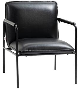 Poltroncina da Camera Imbottita 60x59x78 cm in Acciaio e Similpelle Nera