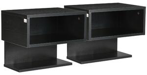 Set 2 Scaffali a Parete 40x29,5x33,5 cm con Ripiano Aperto e Piano d'Appoggio in MDF Nero