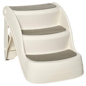Scaletta per Cani e Gatti Pieghevole 3 Gradini Antiscivolo 49x38x38 cm in Polipropilene Beige