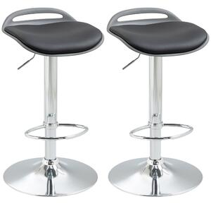 Set 2 Sgabelli da Bar 39x41x68-88 cm Seduta in Similpelle Nero