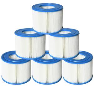 Set 6 Filtri per Piscine e Spa Gonfiabili Ø10,5x8 cm in Tessuto non Tessuto Blu e Bianco