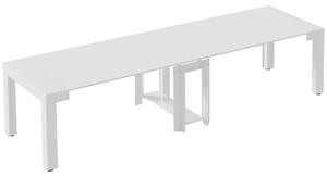 Tavolo Allungabile 45-300x90x75,5 cm Max 6 Persone in Metallo e MDF Bianco