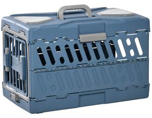 Trasportino per Cani e Gatti Pieghevole 56x31x37 cm Convertibile in Cuccia in PP e PVC Blu