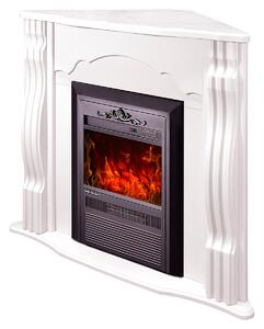 Camino Elettrico da Pavimento ad Angolo 88,2x95x47,3 cm Effetto Fiamma 2000W Clasic & Cristina Bianco