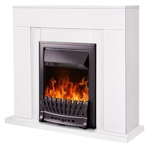 Camino Elettrico da Pavimento 85x95x30 cm Effetto Fiamma 2000W Arthur & Pluton Bianco