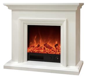 Camino Elettrico da Pavimento 80x100x33 cm Effetto Fiamma 1500W David Bianco