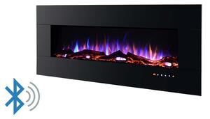 Camino Elettrico da Pavimento 52x127x11,5 cm Effetto Fiamma 1500W Advance Nero