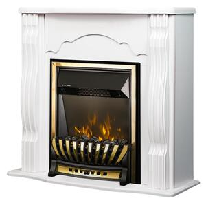 Camino Elettrico da Pavimento 88,3x95x30 cm Effetto Fiamma 2000W Clasic & Meridian Bianco