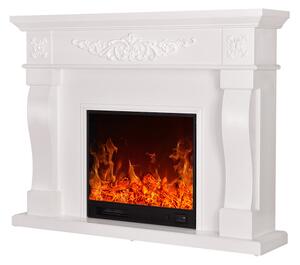 Camino Elettrico da Pavimento 80x100x33 cm Effetto Fiamma 1500W Torino mini Bianco