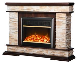 Camino Elettrico da Pavimento 88x118x30,5 cm Effetto Fiamma 1500W Stone & Mars Noce