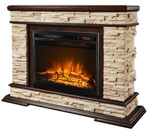 Camino Elettrico da Pavimento 88x118x30,5 cm Effetto Fiamma 1500W Stone & Lorance Noce