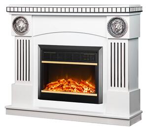 Camino Elettrico da Pavimento 105x120x33 cm Effetto Fiamma 1500W Prometeu & Mars Bianco/nero