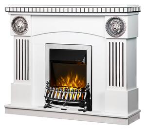 Camino Elettrico da Pavimento 105x120x33 cm Effetto Fiamma 2000W Prometeo & Galileo Silver Bianco/nero