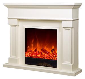 Camino Elettrico da Pavimento 102x120x33 cm Effetto Fiamma 1500W Palmanova Bianco