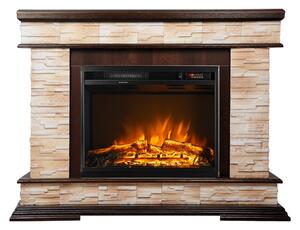 Camino Elettrico da Pavimento 88x118x30,5 cm Effetto Fiamma 1500W Stone & Lorance Noce