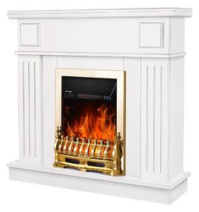 Camino Elettrico da Pavimento 99,7x103,4x27 cm Effetto Fiamma 2000W Marina & Galileo gold Bianco