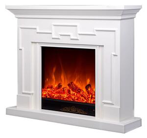 Camino Elettrico da Pavimento 102x120x33 cm Effetto Fiamma 1500W Morfei Bianco