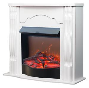 Camino Elettrico da Pavimento 88,3x95x30 cm Effetto Fiamma 1600W Clasic & Corsica Bianco