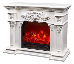 Camino Elettrico da Pavimento 80x100x33 cm Effetto Fiamma 1500W Savage XS Bianco