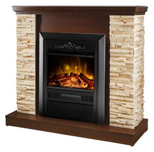Camino Elettrico da Pavimento 90,3x98x30 cm Effetto Fiamma 2000W Rock & Cristina Noce