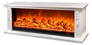 Camino Elettrico da Pavimento 60x180x33 cm Effetto Fiamma 1500W Skyline Bianco
